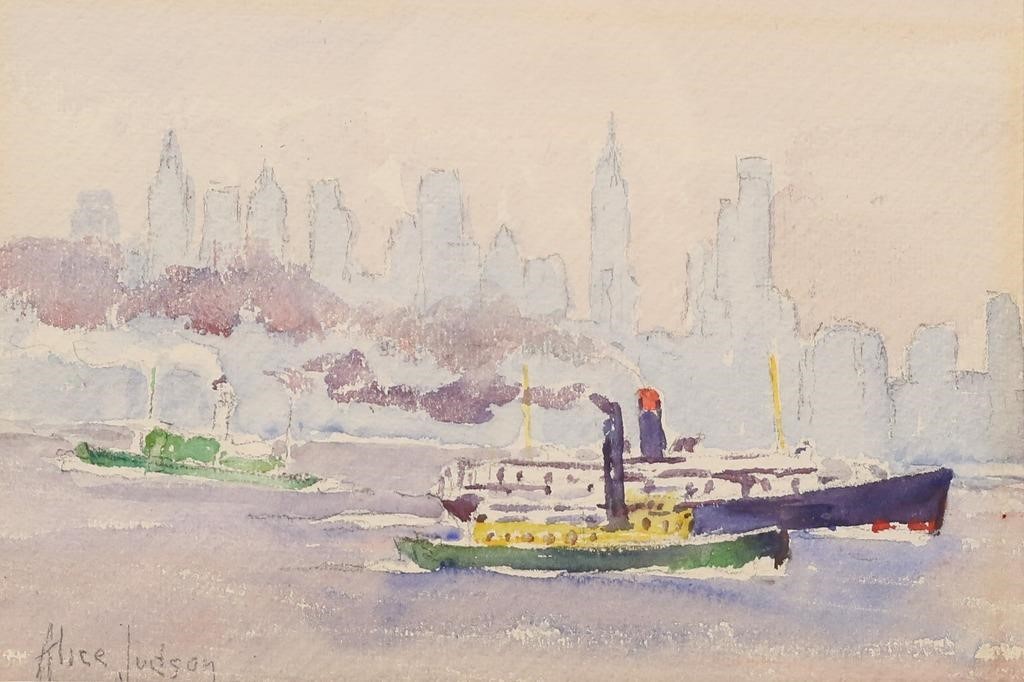 ALICE JUDSON WATERCOLOR HARBOR 30c642