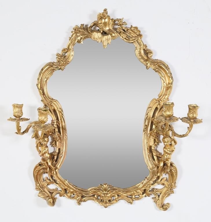 LOUIS XV STYLE GILT BRONZE MIRRORLouis