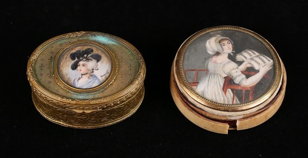 2 HAND PAINTED PORTRAIT MINIATURE 30c678