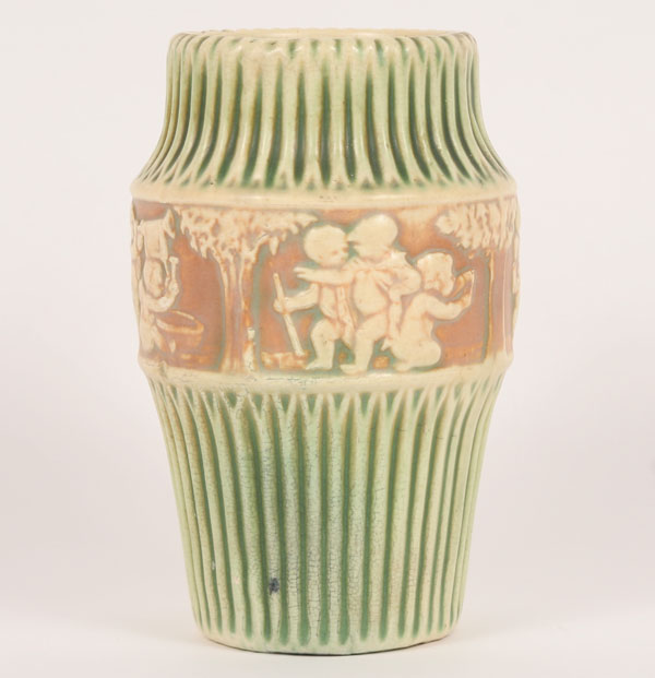 Roseville Donatello vase with cherub 4e0a8
