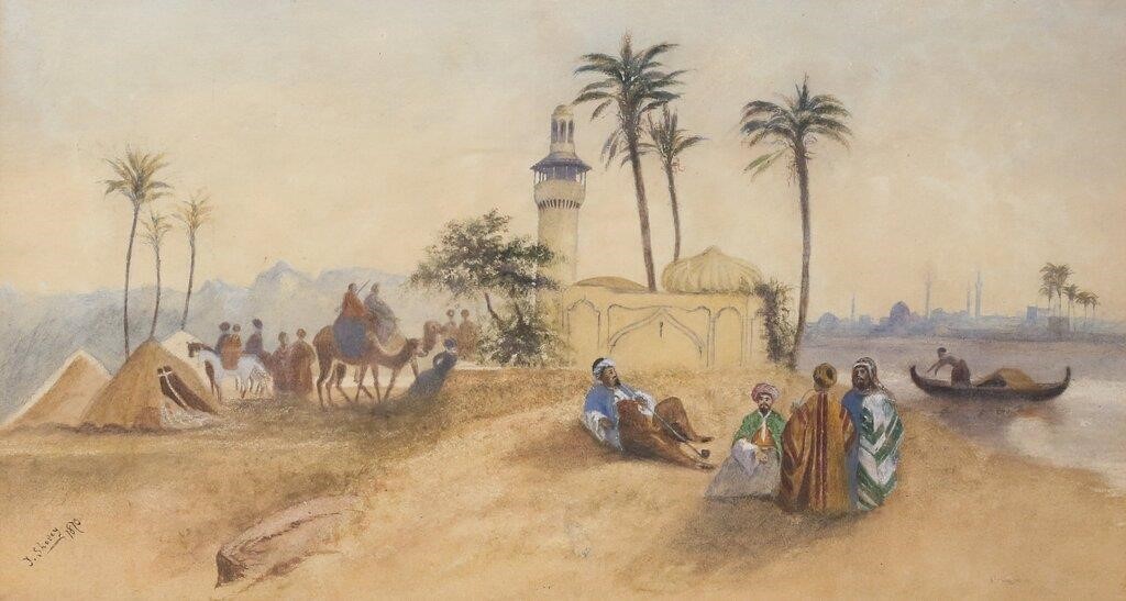 SIGNED SHONEY ORIENTALIST WATERCOLOROrientalist 30c6c8