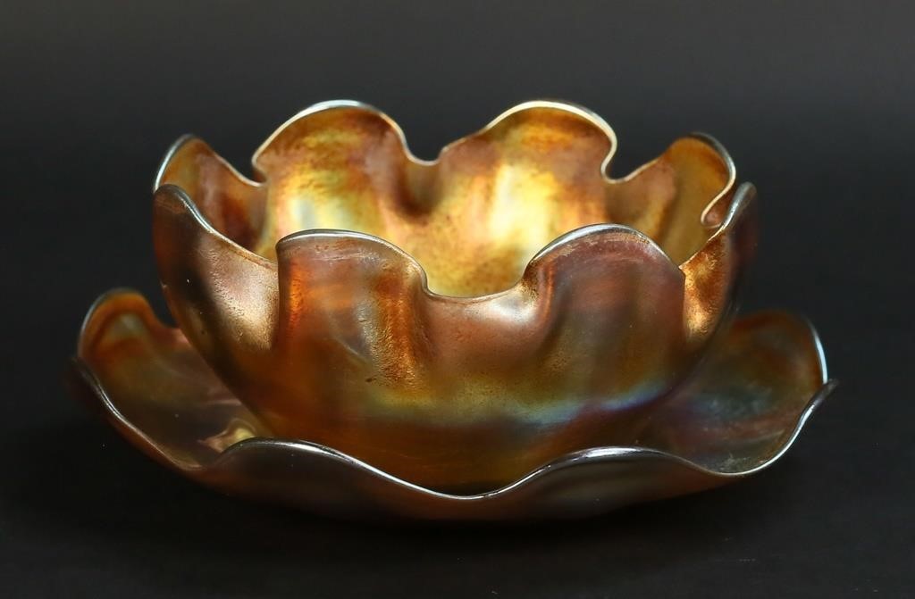 TIFFANY FAVRILE FINGER BOWL & UNDERPLATELouis