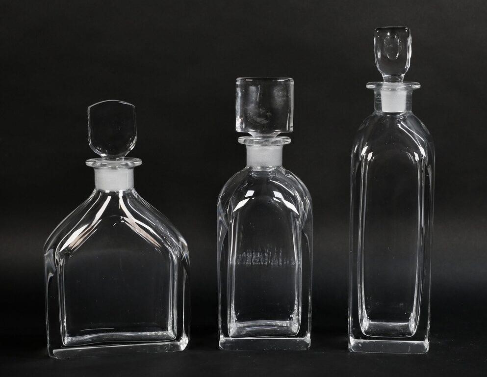 3 ORREFORS CRYSTAL DECANTERS3 Orrefors