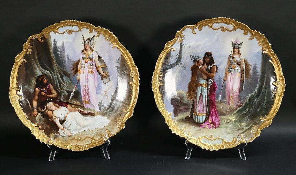 PAIR SEVRES STYLE PORCELAIN CHARGERS 30c6eb