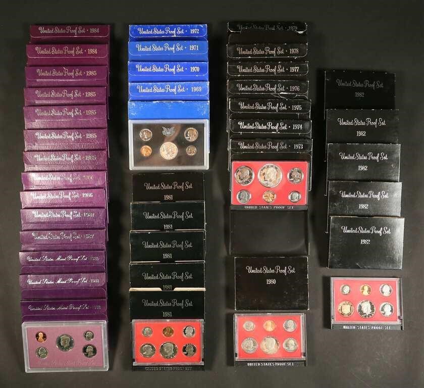 37 U.S. MINT S PROOF SETS 1968-1982,