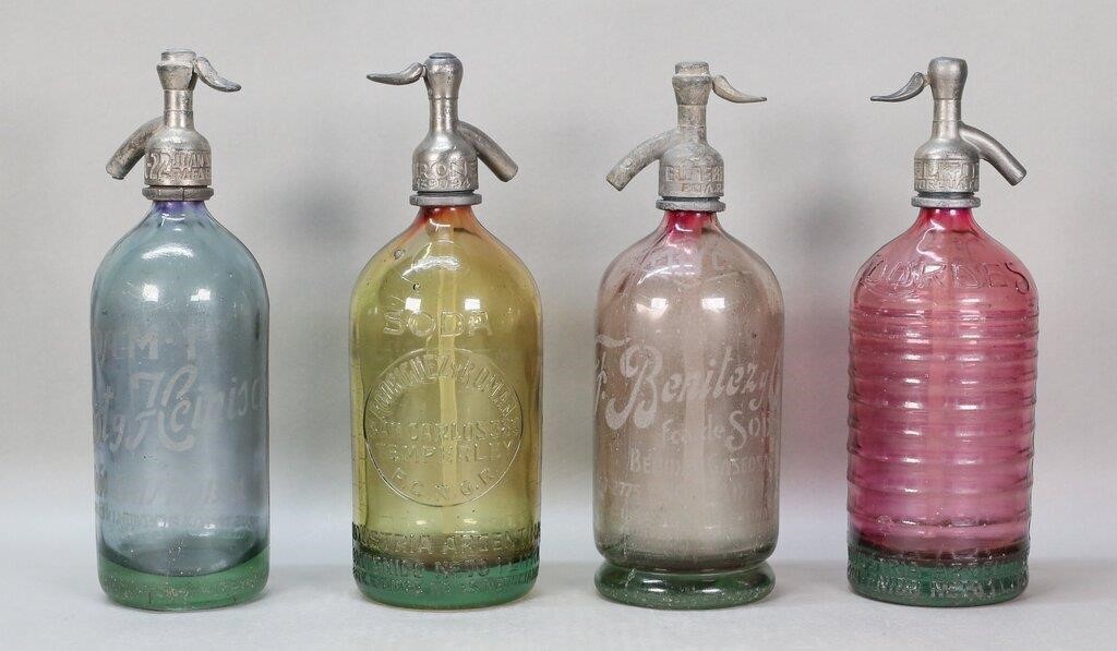 4 VINTAGE COLORED GLASS SELTZER 30c748