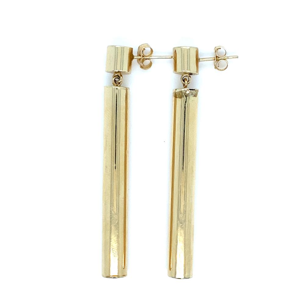 14K YG DANGLE CYLINDER EARRINGS14K 30c767