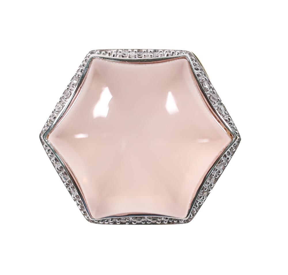 14K YG PINK QUARTZ DIAMOND RING  30c772