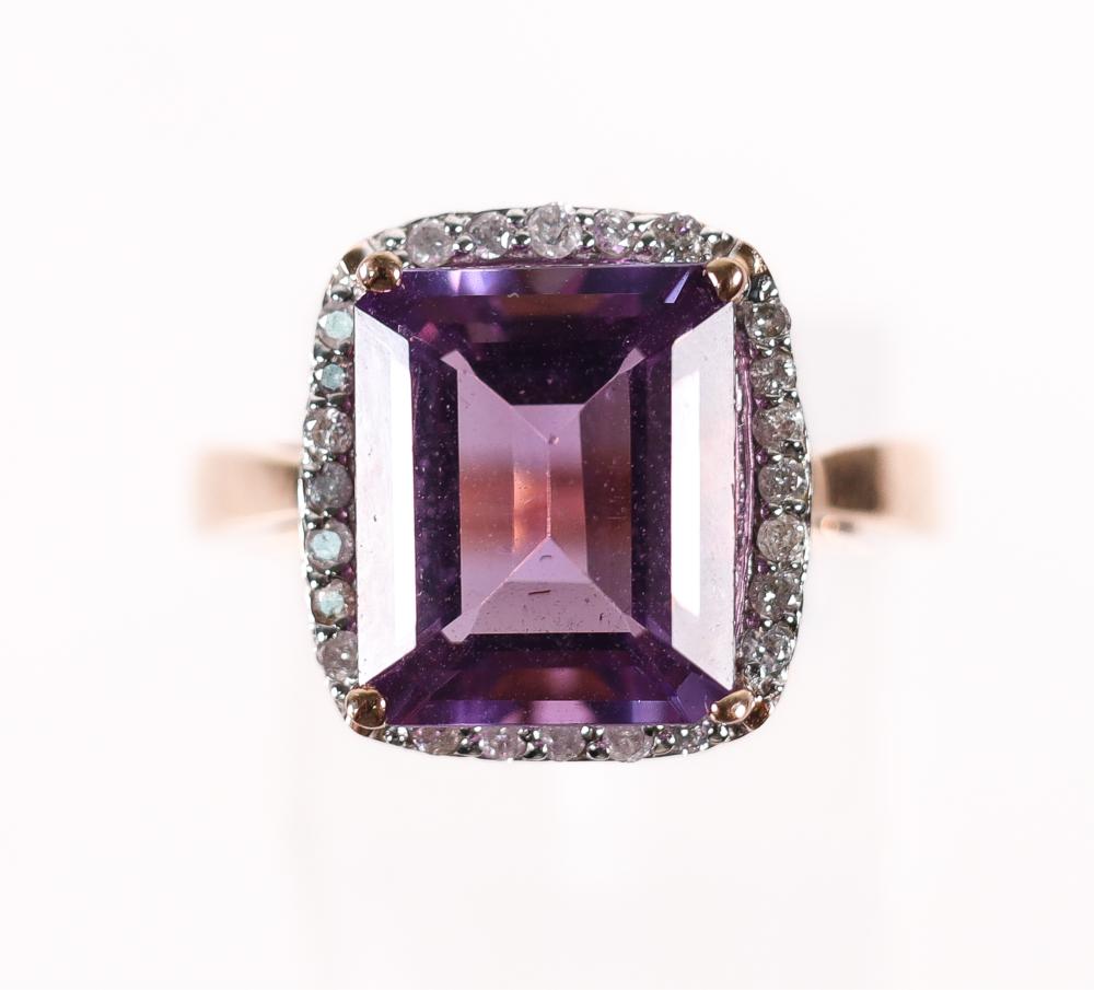 14K ROSE GOLD AMETHYST & 0.12CTW