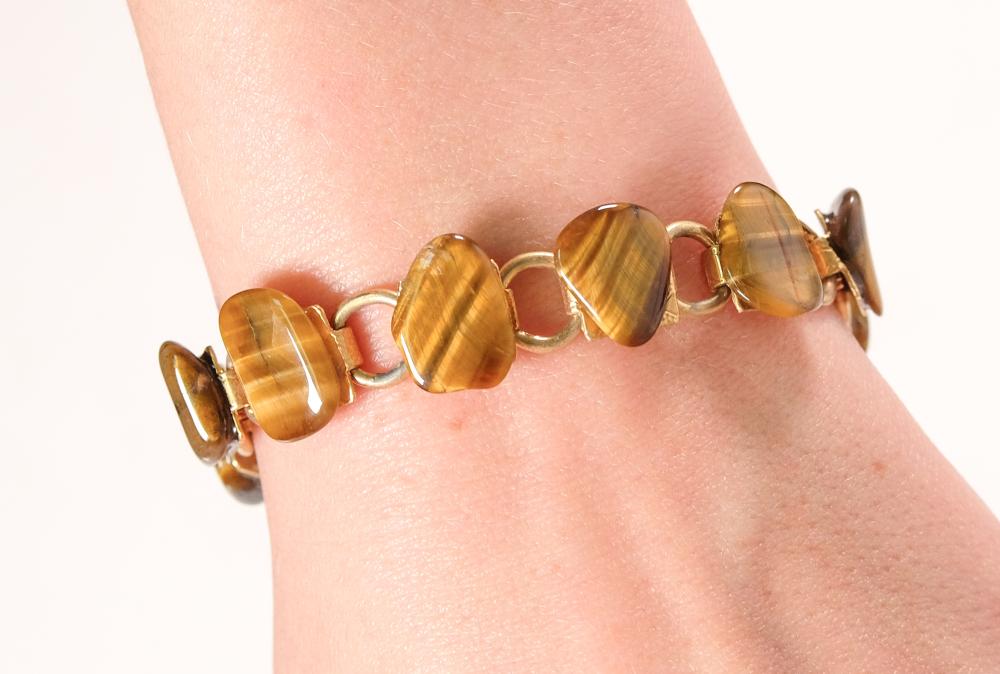 GOLD PLATED TIGERS EYE LINK BRACELETYellow