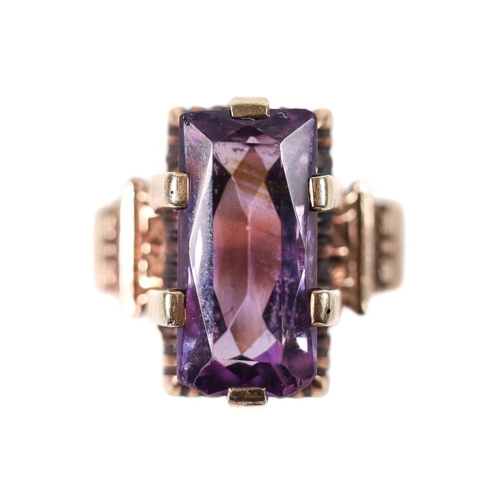 VICTORIAN ROSE GOLD AMETHYST RING  30c7a0