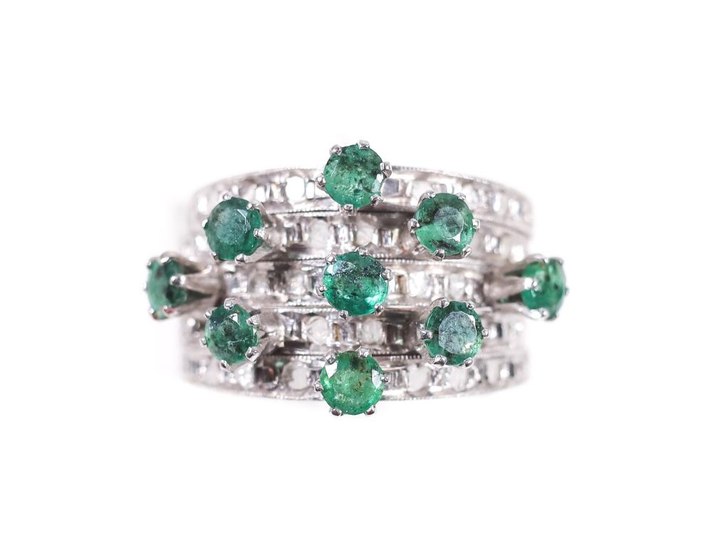 14K WG EMERALD AND DIAMOND SPUTNIK 30c7ae