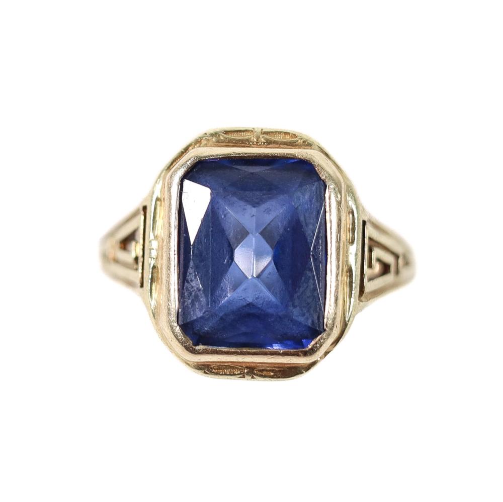 VINTAGE 14K YG SAPPHIRE RING SIZE 30c7aa