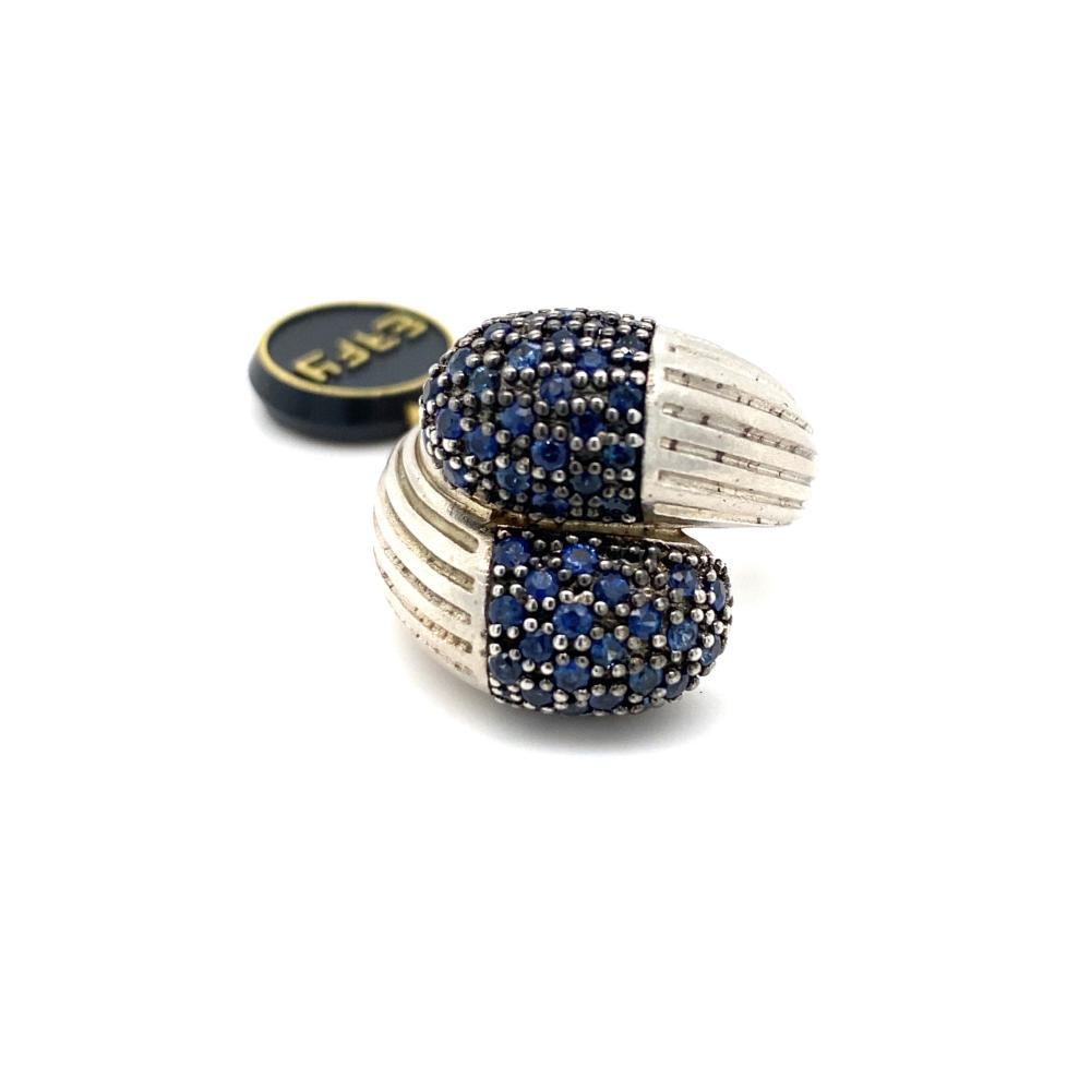 STERLING EFFY RING W/PAVE SAPPHIRES,