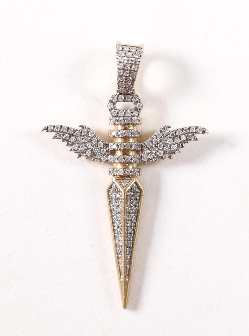 YELLOW GOLD .50CTW DIAMOND ANGEL DAGGER