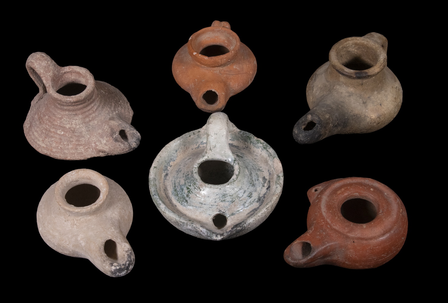  6 ASSORTED TERRACOTTA OIL LAMPS LAMP 30c7f6