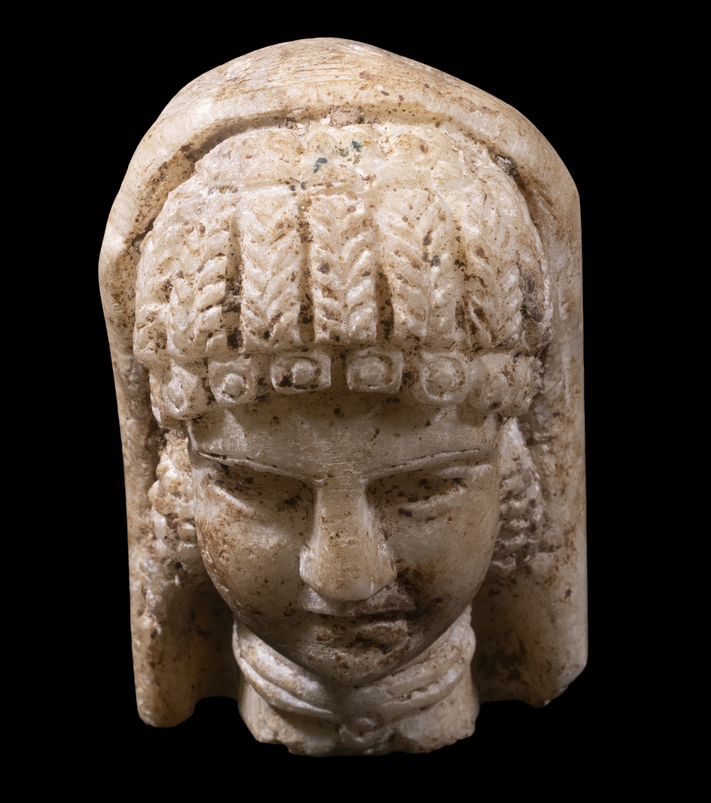 CARVED ROMAN ALABASTER FEMALE HEAD FRAGMENT