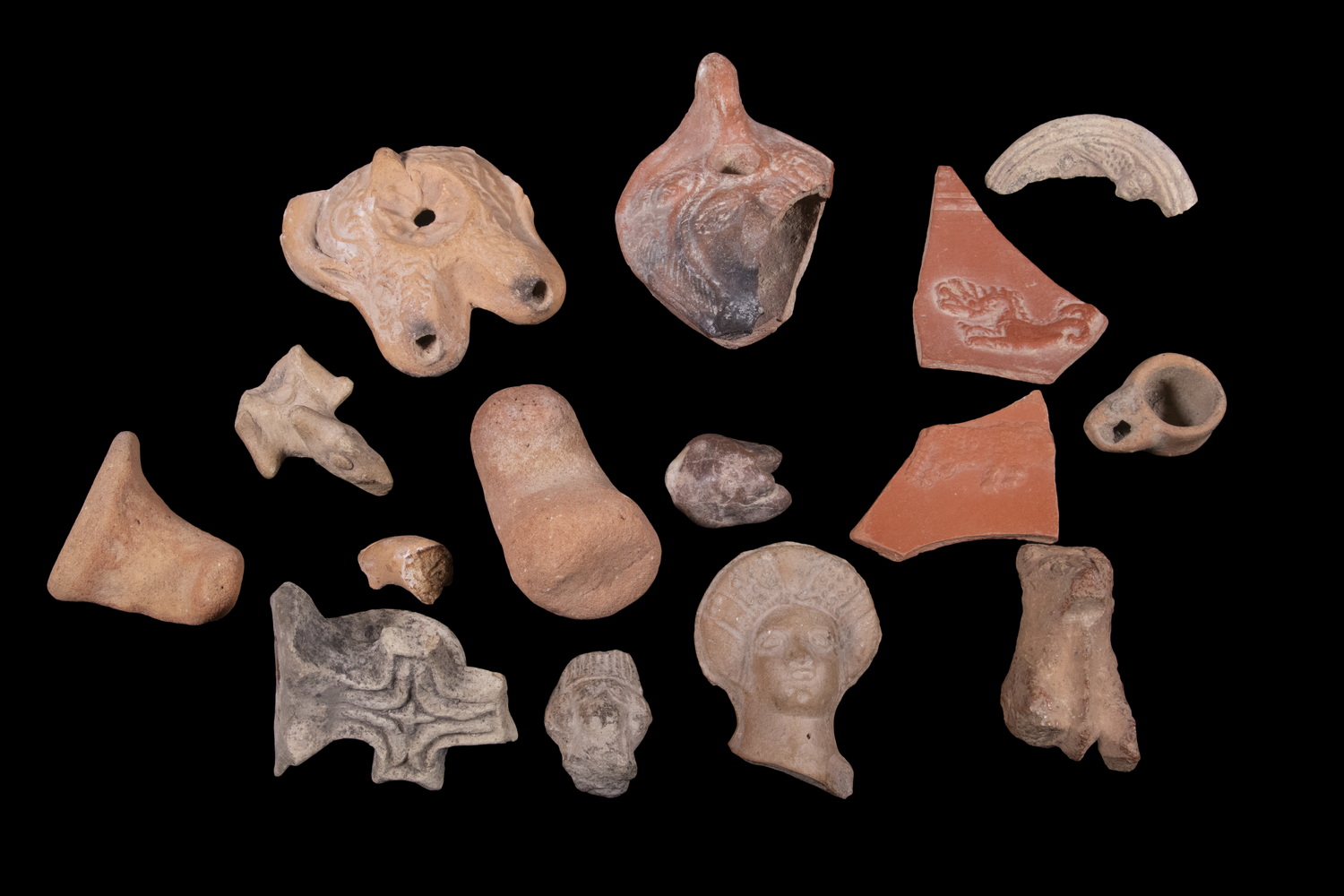  15 ASSORTED ANCIENT POTTERY FRAGMENTS 30c811