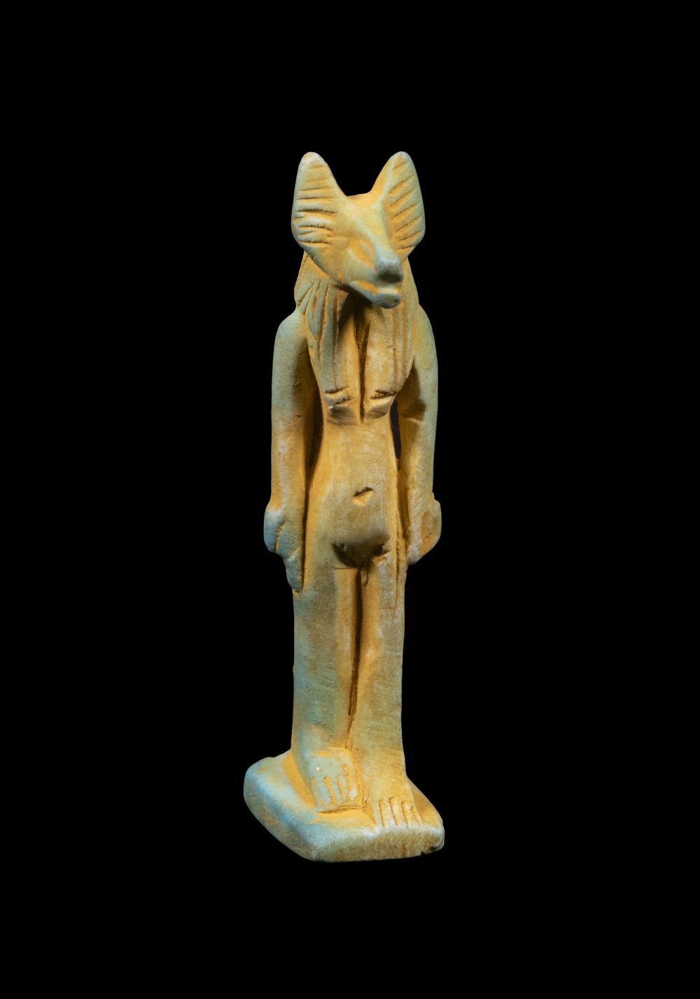 MINIATURE FAIENCE FIGURE OF ANUBIS 30c817