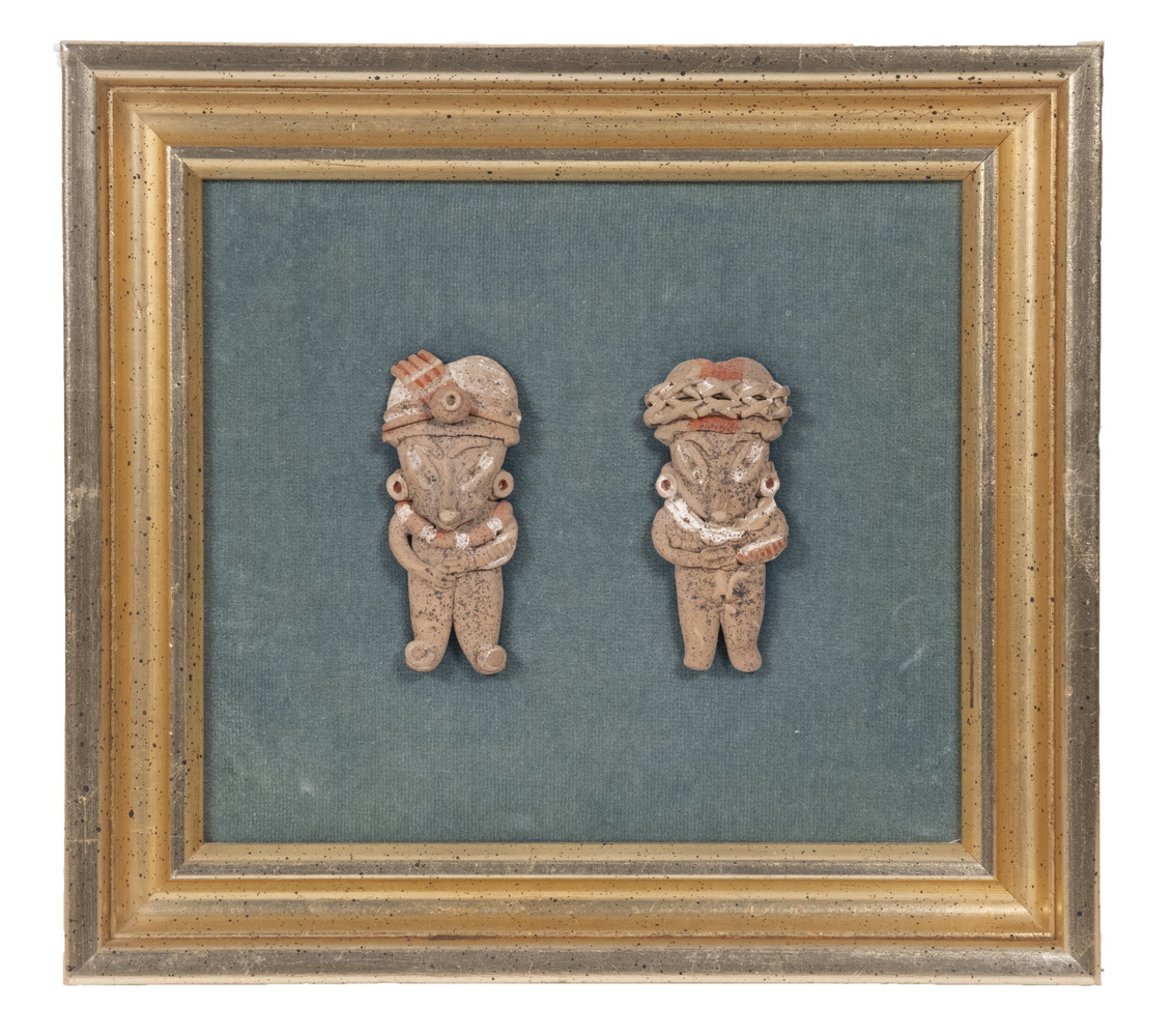 FRAMED DUO OF PRE-COLUMBIAN CLAY