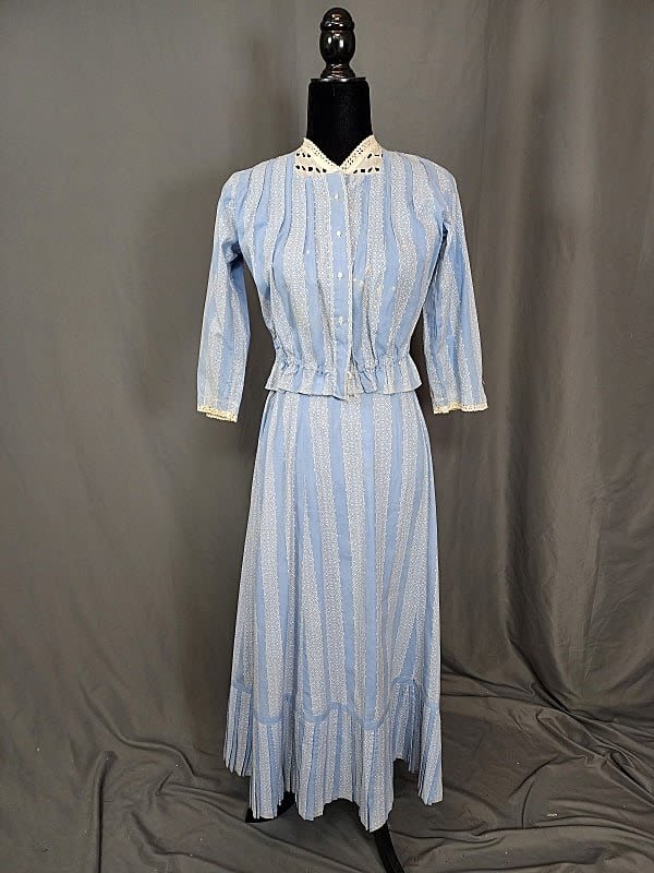 Antique c1880 2 Pc Cotton Dress 30c8a3