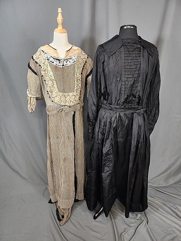 2 Antique Black Silk Dresses  30c8df