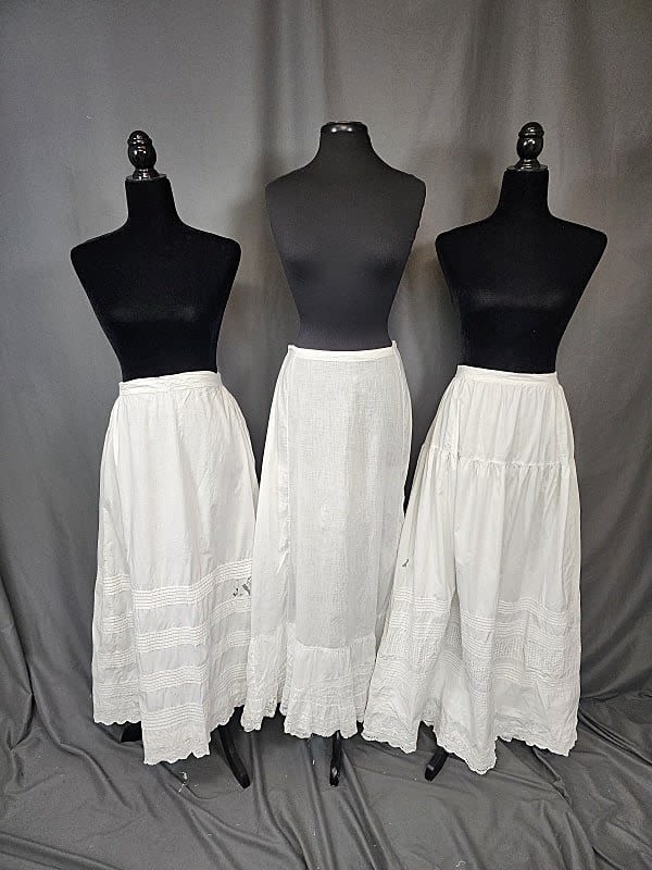 3 Vintage White Petticoats Group 30c90a