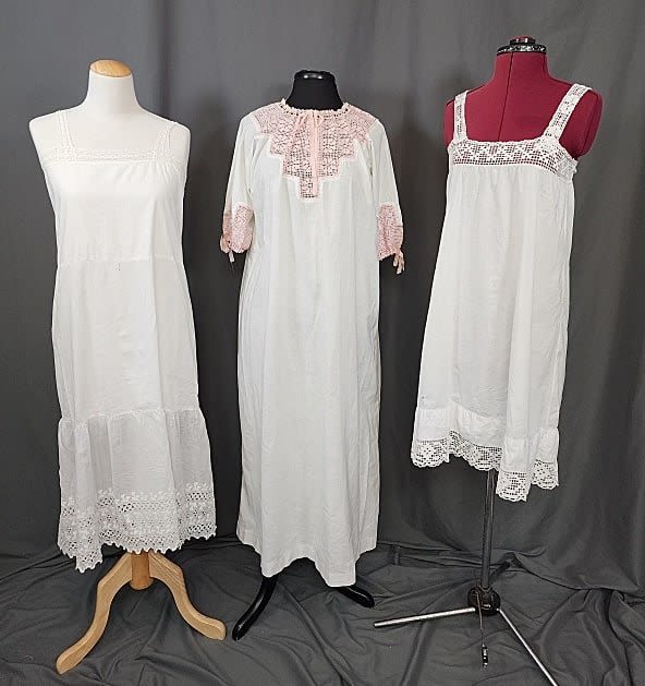 2 Vintage White Slips & Nightgown.