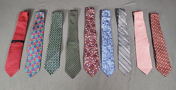 9 Mens SIlk Ties including a pink novelty