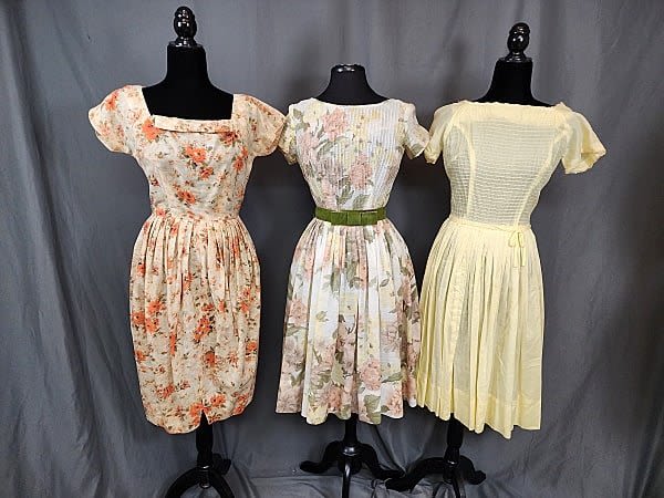 3 Vintage Party Dresses. Ivory