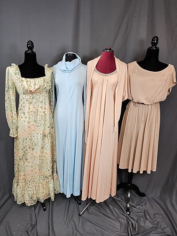 4 Vintage Polyester Dresses-Prairie