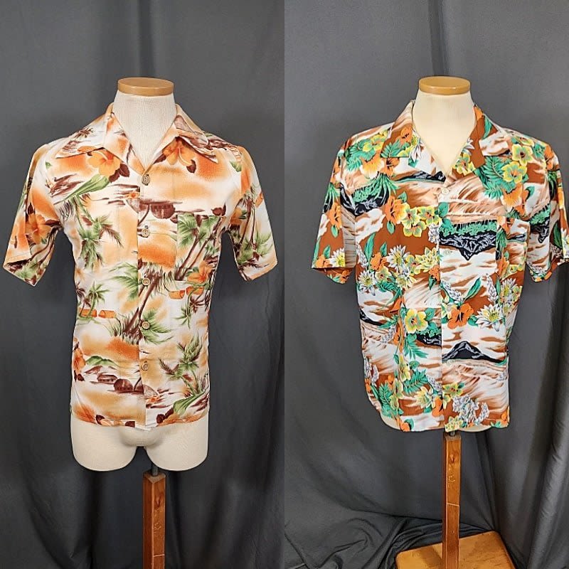 2 Vintage Mens Hawaiian Shirts  30c99c