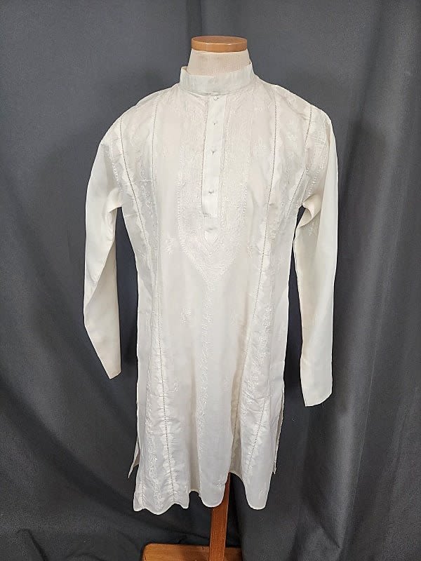 Vintage Mens White Linen Ethnic 30c99d