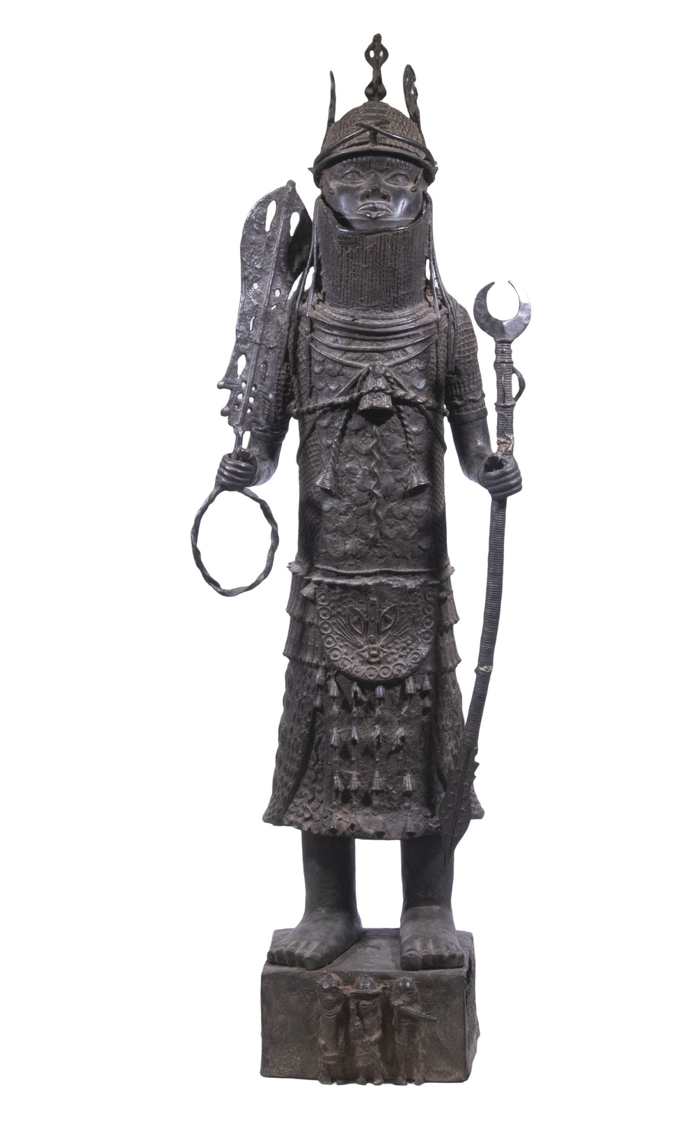 LIFE-SIZED BENIN BRONZE WARRIOR