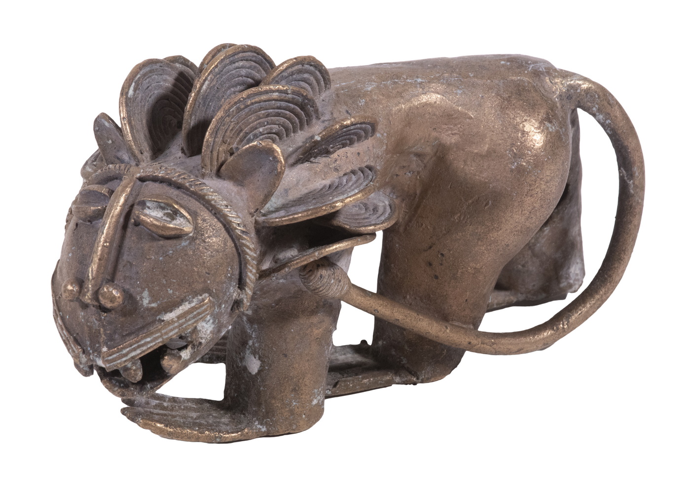 SMALL BENIN BRONZE LION Striding