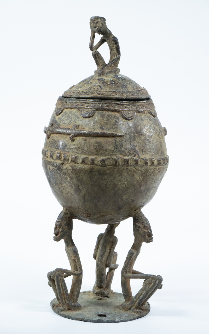 AFRICAN DOGON COVERED BRONZE VESSEL  30ca39