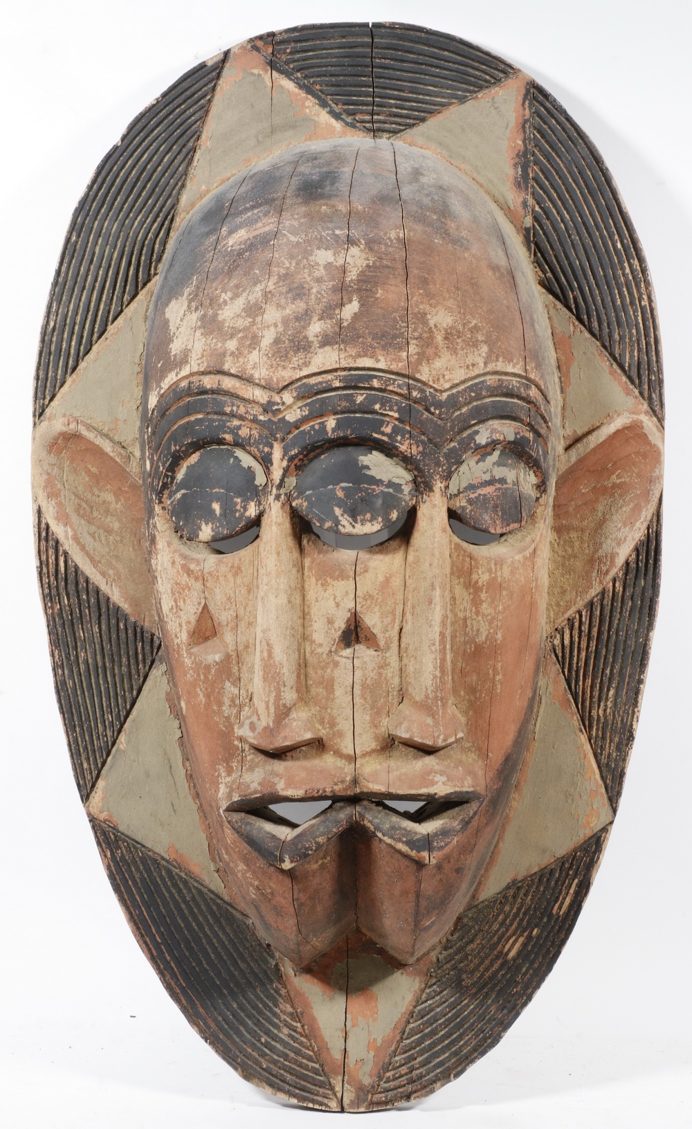 CARVED AND PAINTED AFRICAN MASK