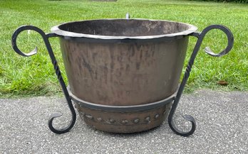 Antique hammered copper bucket