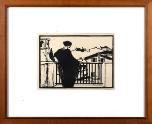 A framed vintage print depicting