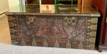 An antique carved and inlaid hardwood 30cbb2