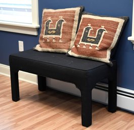 A contemporary black upholstered