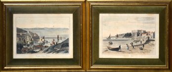 Two English lithographs under glass