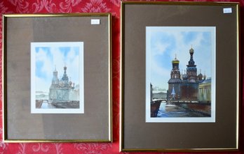 Two vintage Russian watercolors  30cc38