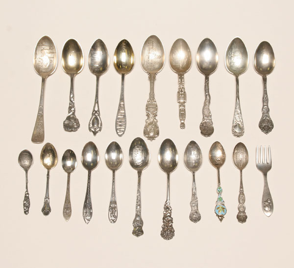 Twenty sterling silver spoons, mostly