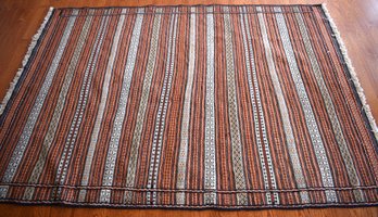 Vintage flat weave area rug with 30cc3d