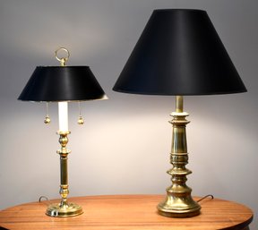 Two modern brass table lamps with 30cc77
