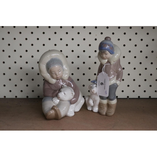 Lladro porcelain figures of eskimo