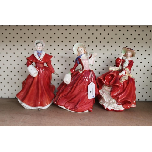 Three Royal Doulton china figures,
