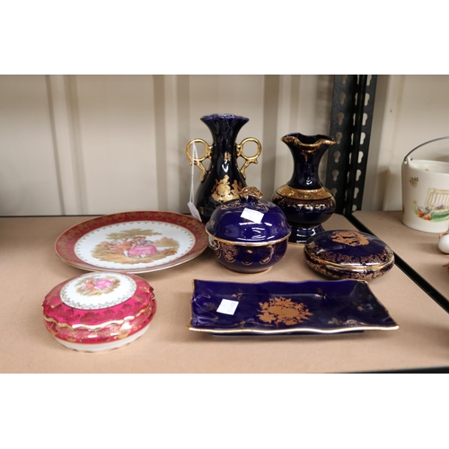 Various Limoges porcelain vases,
