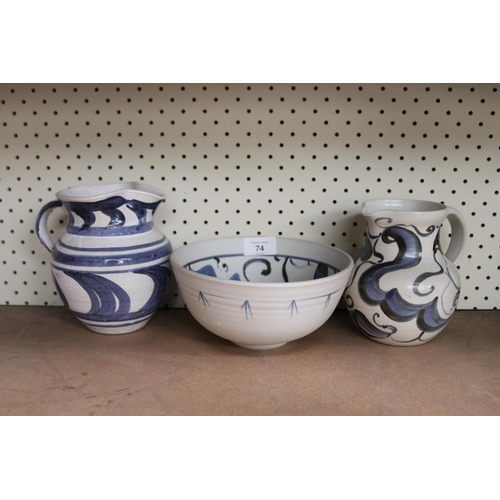 Three pieces of studio pottery,